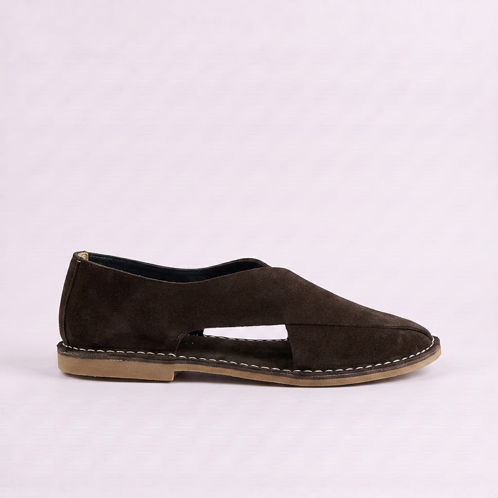 Black loafer shoe on a white background